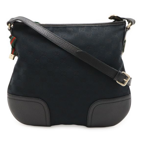 Gucci GG Canvas Princess Ribbon Shoulder Bag Diagonal Leather Black Green Red - Picture 1 of 9
